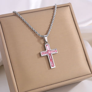 Diamond Cross Necklace Unique No Color Fading