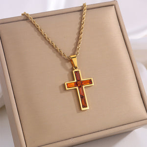 Diamond Cross Necklace Unique No Color Fading