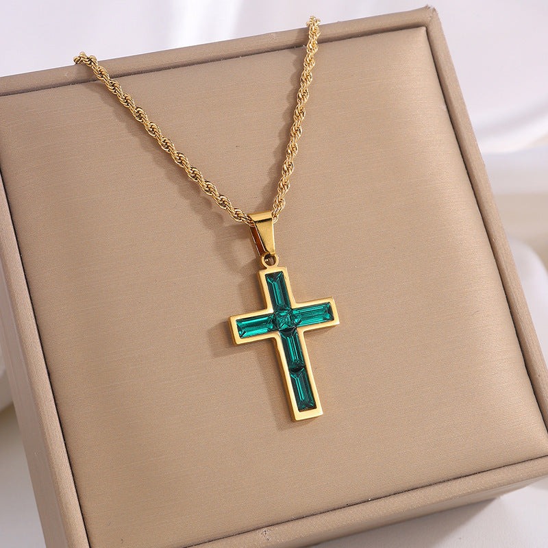 Diamond Cross Necklace Unique No Color Fading