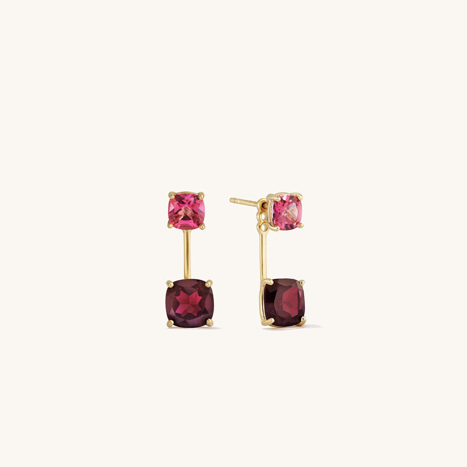 Women's elegant Zircon double Square Earrings