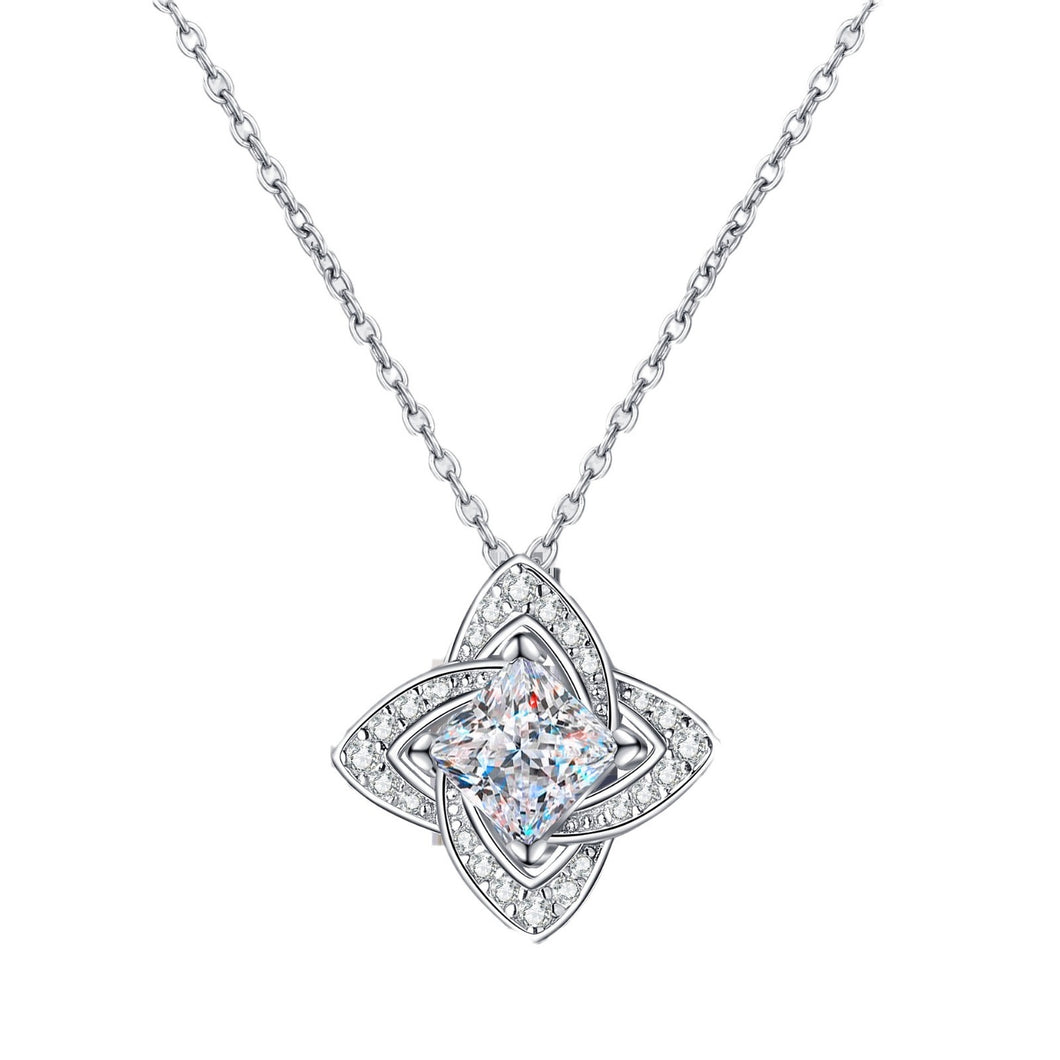 925 Sterling Silver Royal Blue Moissanite Necklace