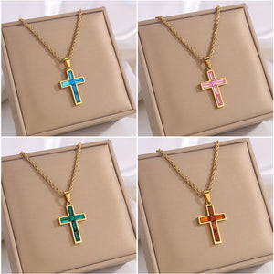 Diamond Cross Necklace Unique No Color Fading