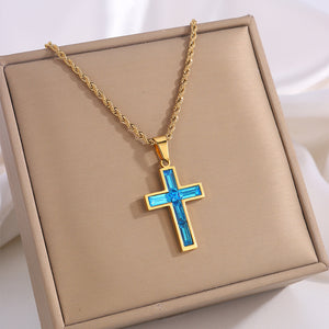 Diamond Cross Necklace Unique No Color Fading