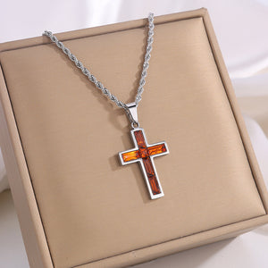 Diamond Cross Necklace Unique No Color Fading