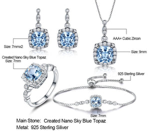Silver Necklace Enchanted Sky Blue Topaz Four-Piece Set