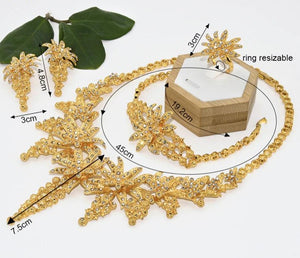 5 Pieces Gold Color Bridal Jewelry Set