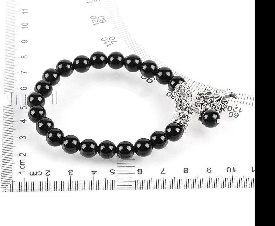 Healing Natural Black Onyx Beaded Stretch Bracelet