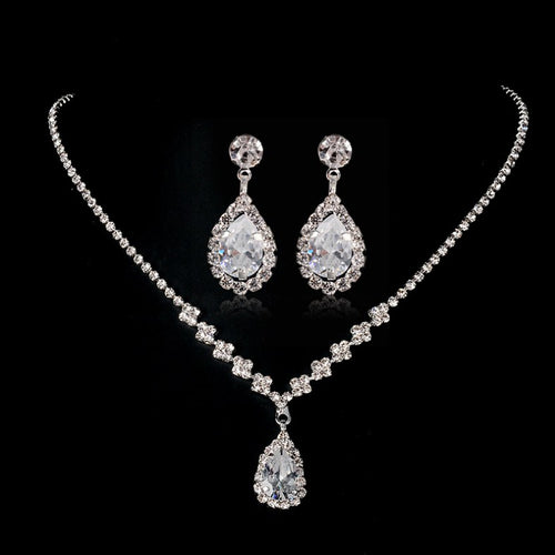 Claw Chain Rhinestone Crystal Drop Necklace Earring Set