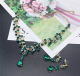 Vintage Female Green Crystal Jewelry Set