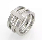 Three Layers Zircon Stainless Steel Titanium Ring For Men