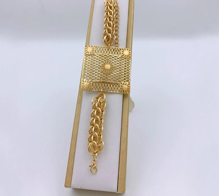 Luxury Square 18K Gold Wedding Jewelry Set