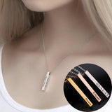 3D Bar Name Pendant Necklace Engraving Jewelry