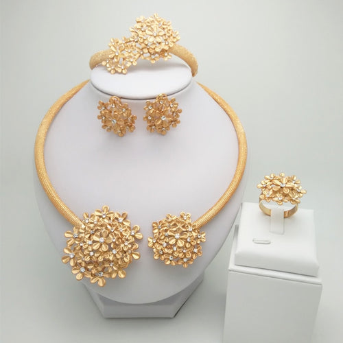 Elegant Wedding Bridal Gold Color Jewelry Set