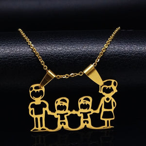 Family Necklaces Boy Kids Women Gold Color Chain