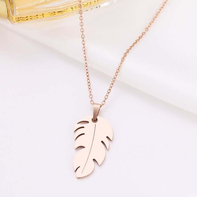 Feather Gold And Rose Gold Color Pendant Necklace