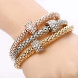 3 Pcs/Set Heart Charm Crystal Bracelets & Bangles