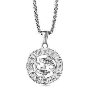 Silver Color 12 Horoscope Zodiac Sign Pendant Necklace For Women Men
