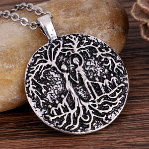 Double Side Carve Tree of Life Coin Pendant