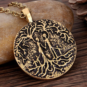 Double Side Carve Tree of Life Coin Pendant