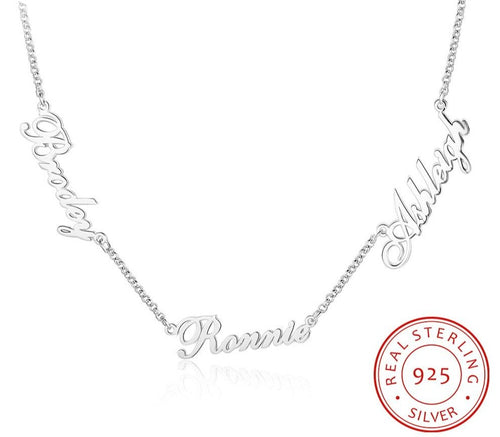 Customized 925 Sterling Silver 3 Names Necklaces