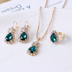 jewelry set Gold Chain Water Drop Crystal Jewelry Set