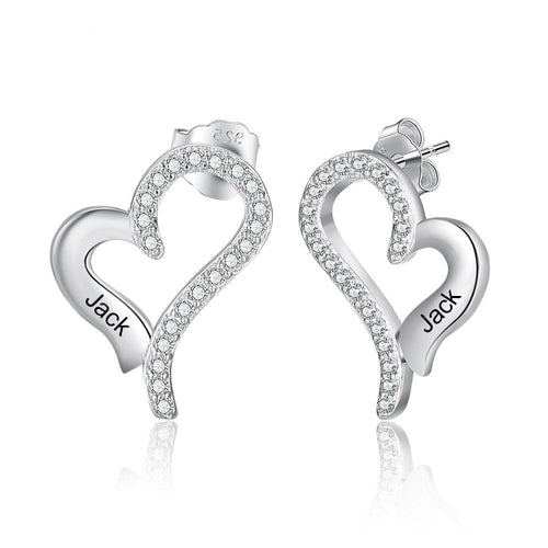 Zirconia Elegant Heart Stud Earrings