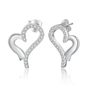 Zirconia Elegant Heart Stud Earrings