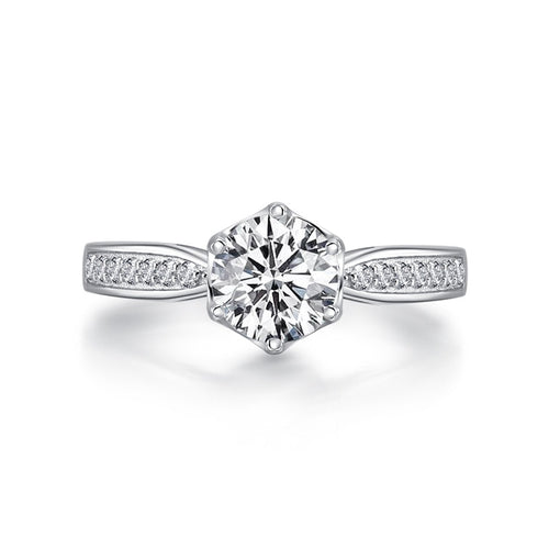 Classic Engagement Ring 6 Claws Design Sona Diamond Female Women Wedding Band Diamond Rings Jewelry
