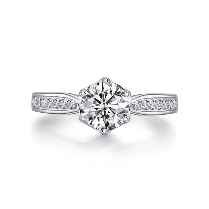 Classic Engagement Ring 6 Claws Design Sona Diamond Female Women Wedding Band Diamond Rings Jewelry