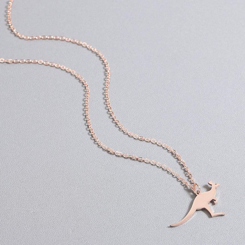 Stainless Steel Kangaroo Pendant Australian Animal Drop Necklaces
