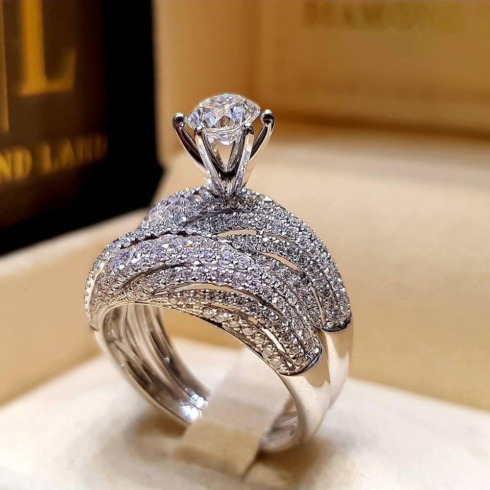 New Luxury Brand Wedding Ring Set Engagement Anniversary Gift